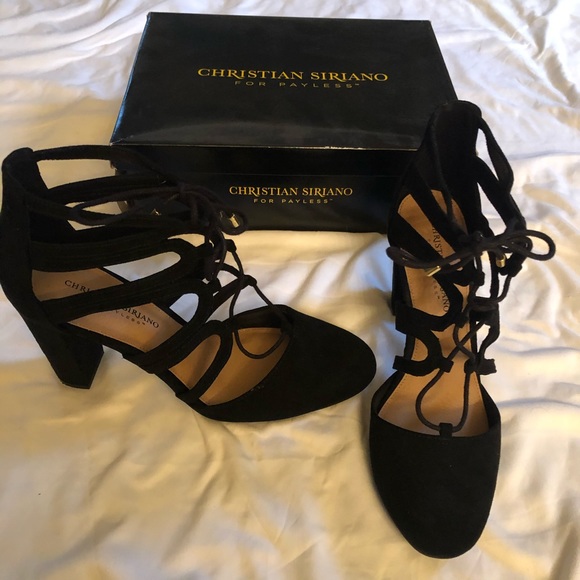 Christian Siriano Shoes - Christian Siriano Black Lace Up Heels EUC